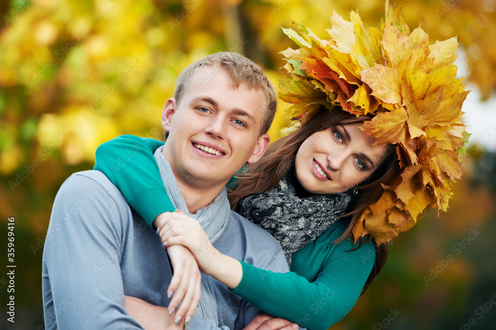 Fototapeta premium Couple at autumn outdoors