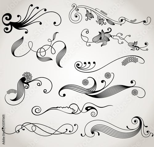 set  design elements and page decoration (black).