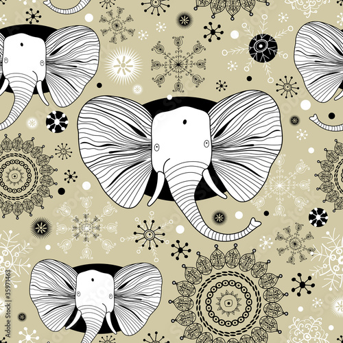 winter pattern with pictures of elephants