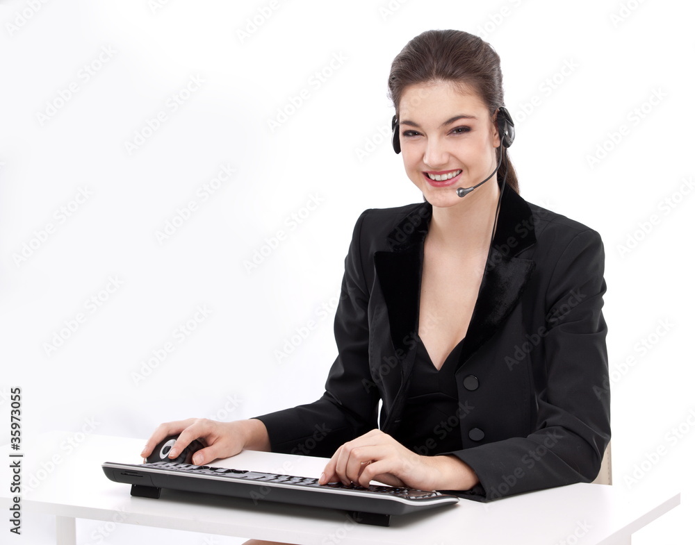 Smiling young woman - operator.Customer support. Smiling young woman - operator.Customer support.