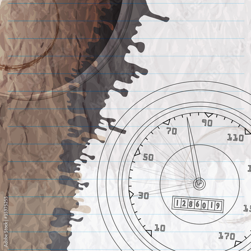 Paper with sketch of tachometer