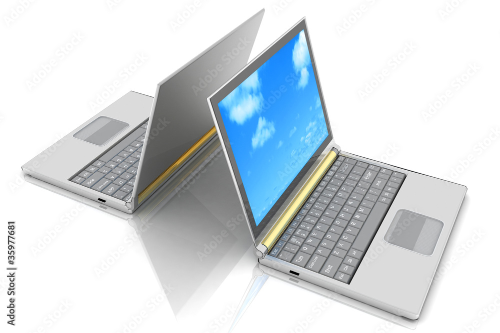 two laptops isolated over white background two laptops isolated over white background
