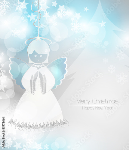 Merry Christmas background with an angel © Miroslava Hlavacova