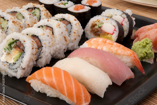 Set of various types of sushi