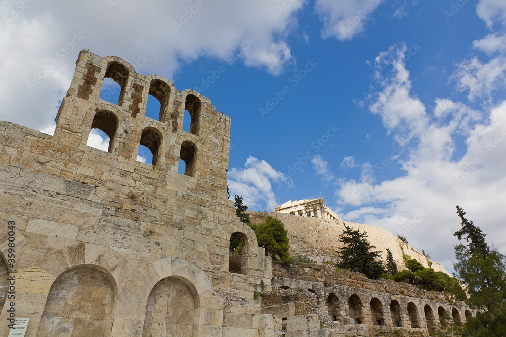 Odeon of Herodes Atticus and Acroplois, Athens, Greece