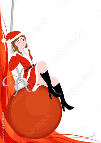 Sfondo ragazza babbo natale