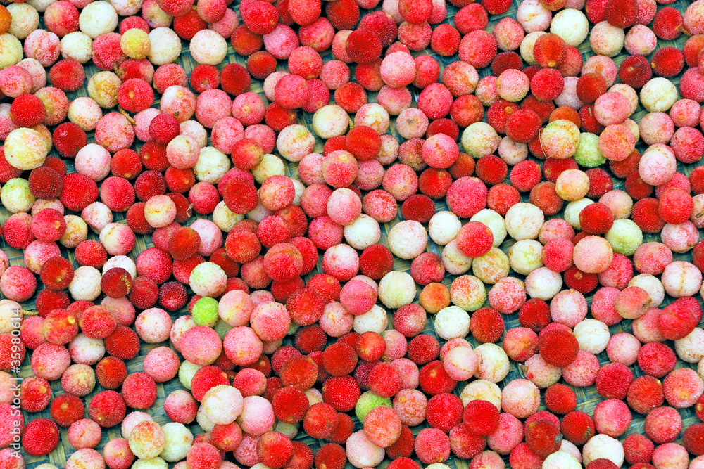 Red bayberry at the Xiamen market Red bayberry at the Xiamen market