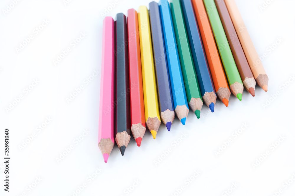 Colored pencils in a bunch of close-up Colored pencils in a bunch of close-up