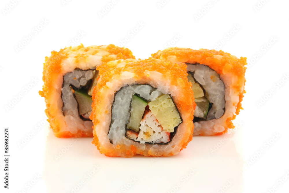 Sushi California Roll isolated in white background Sushi California Roll isolated in white background
