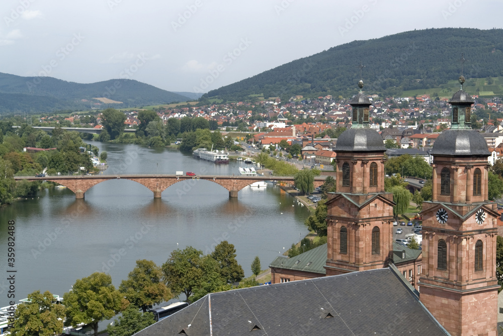 Miltenberg aerial view in sunny ambiance