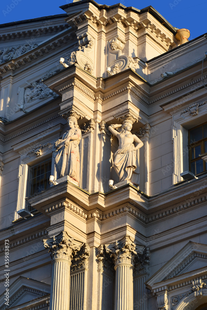 The facade of the palace in St. Petersburg