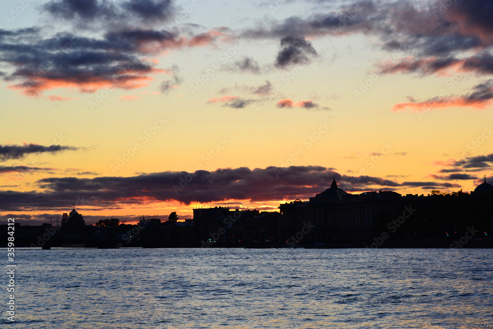 Fototapeta premium University Embankment after sunset