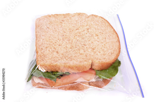 Sandwich in zipped plastic lunch bag