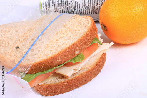 Sandwich in zipped plastic lunch bag photo