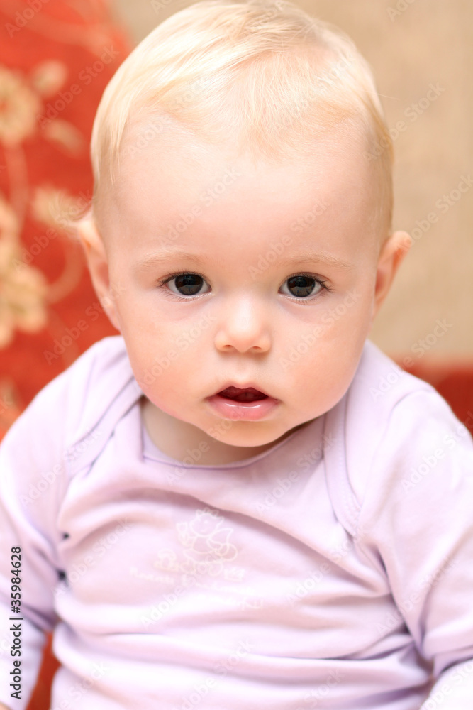 Closeup portrait of pretty baby girl