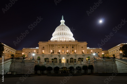 US Capitol building in moonlight