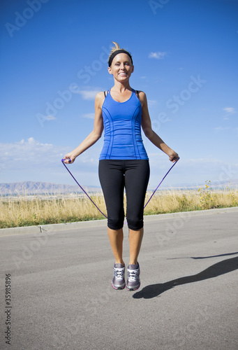Women Exercising and Jumping Rope