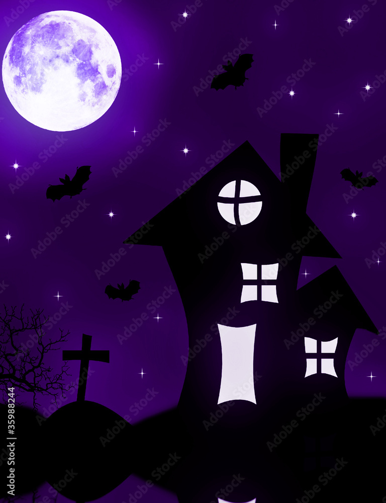 Background of a Halloween with the Lock and the full moon