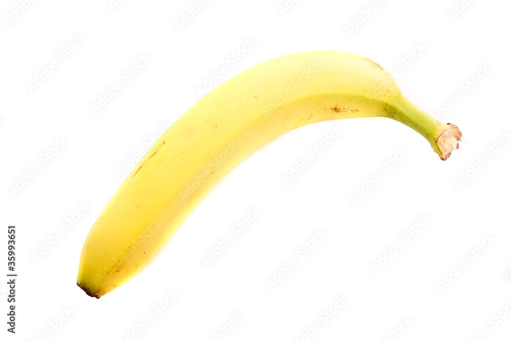 Single Yellow Banana on White Background Single Yellow Banana on White Background