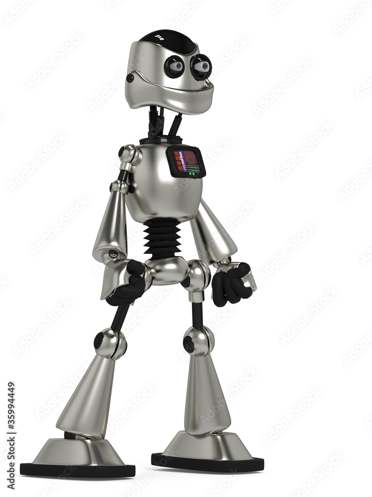 funny robot in power pose side view