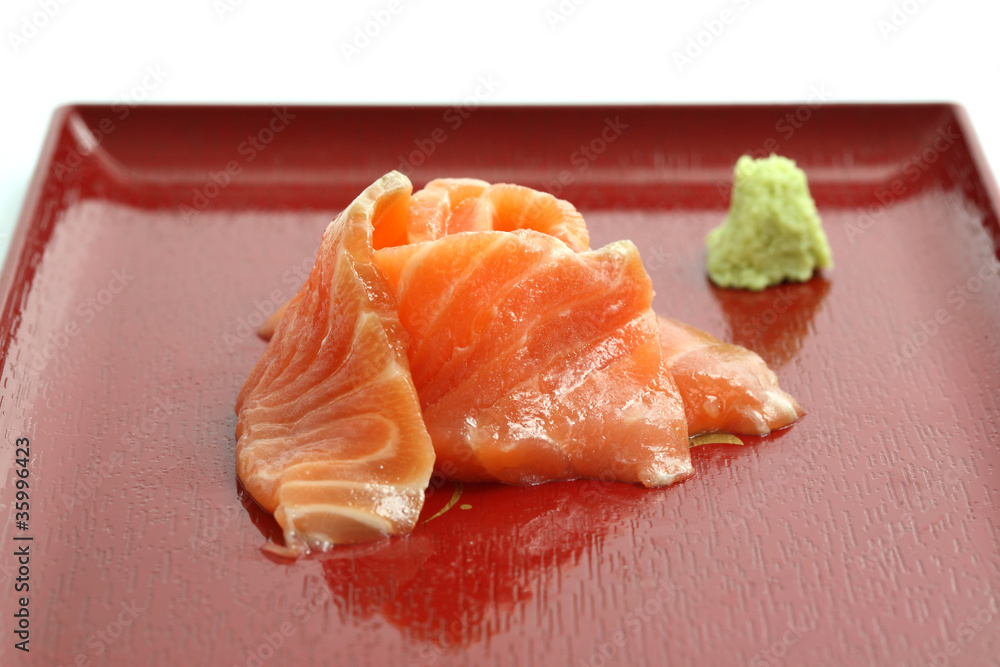 salmon sashimi isolated in white background salmon sashimi isolated in white background