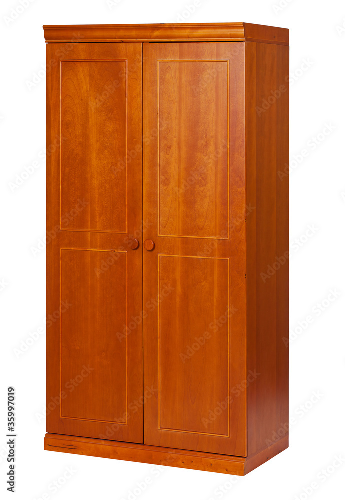 Two-section wardrobe isolated on white, with clipping path