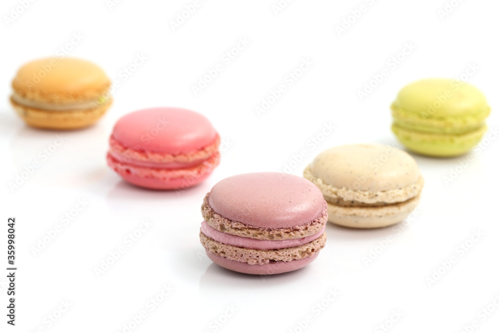 Colorful Macaron in close up isolated on white background Colorful Macaron in close up isolated on white background