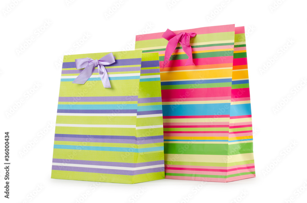 Shopping concept with bag on white Shopping concept with bag on white
