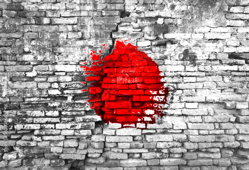 Japan flag painted on wall