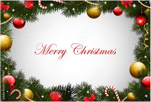 Christmas card background garland frame
