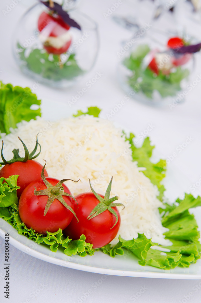 Plain rice served in the plate