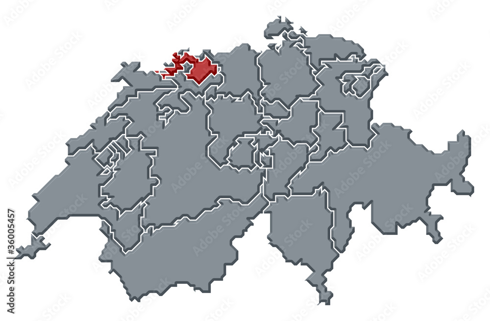 Map of Swizerland, Basel-Landschaft highlighted