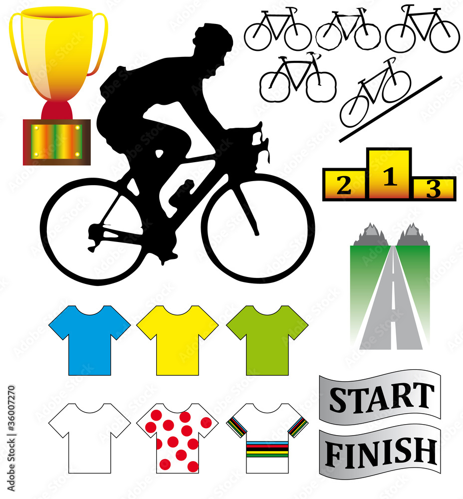 Cycle racing bikes, shirts and other illustrations Cycle racing bikes, shirts and other illustrations