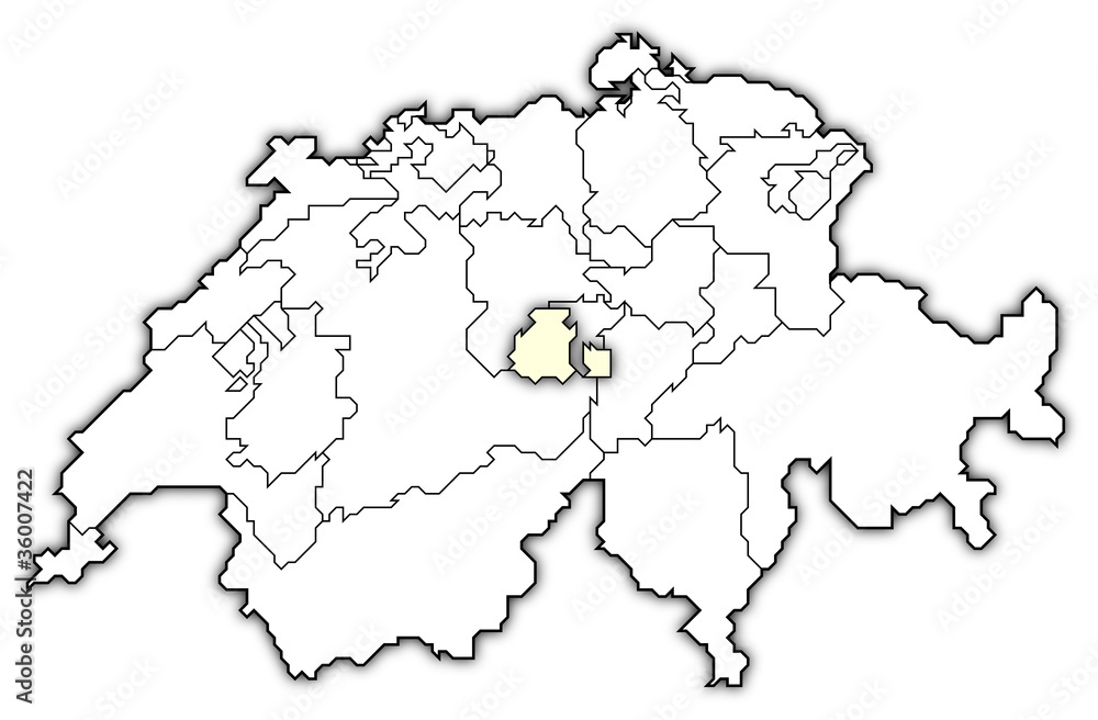 Map of Swizerland, Obwalden highlighted
