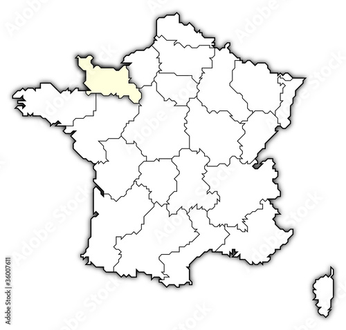 Map of France, Lower Normandy highlighted