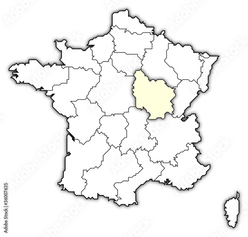 Map of France  Burgundy highlighted