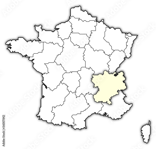 Map of France  Rh  ne-Alpes highlighted