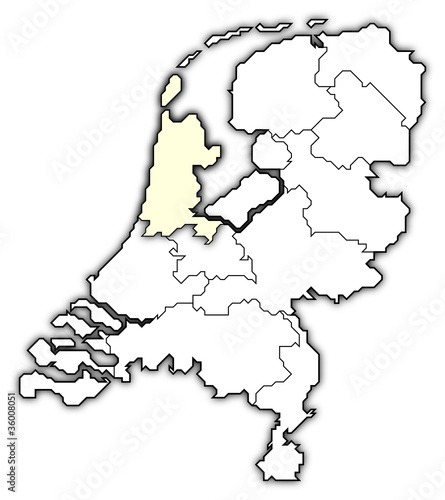 Map of Netherlands, North Holland highlighted