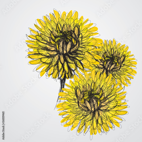 Autumn flowers / Realistic sketch