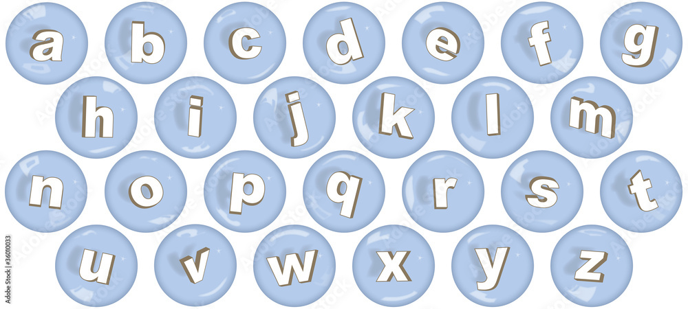 Font with lower case letters in bubbles Font with lower case letters in bubbles