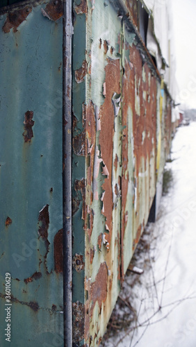 detail of old rotten railway cars