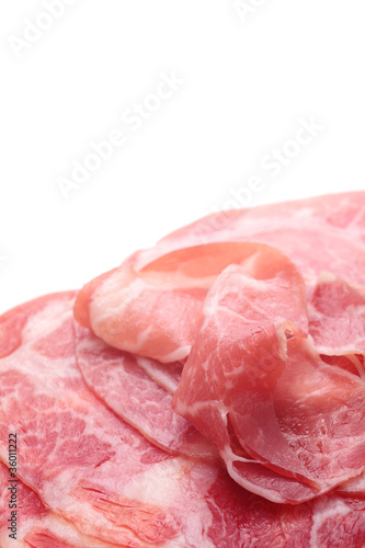 Coppa Ham isolated on white background photo