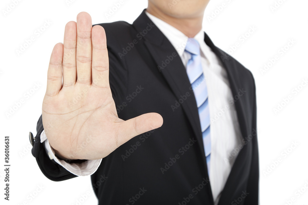 Businessman says no or hold on Businessman says no or hold on