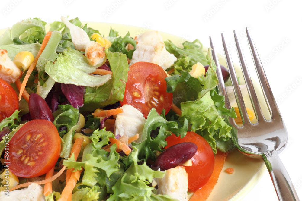 frischer Salat auf einem Teller angerichtet