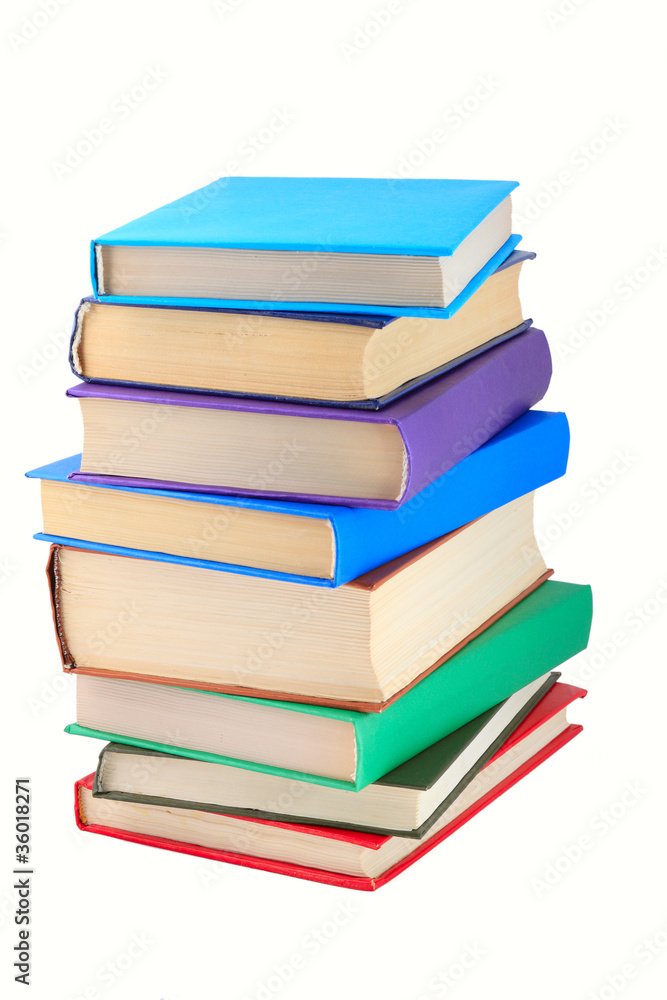 Books of different colours. Books of different colours.