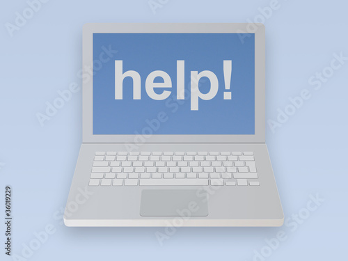 Grey computer with help message