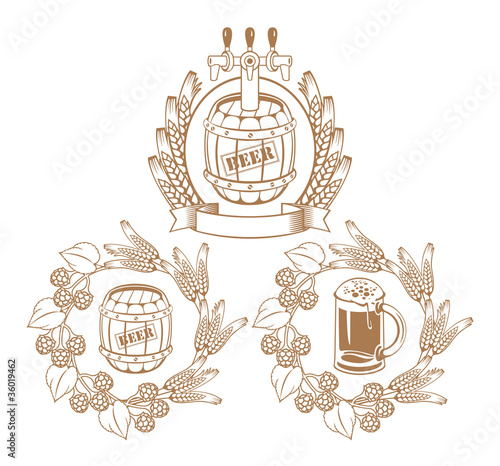 three logos of beer and malt wheat