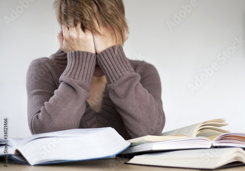stressed student female