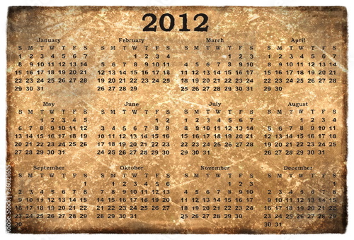 old grunge calendar 2012