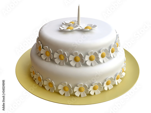 Birthday  Cake in 3D with Marzipan Flowers